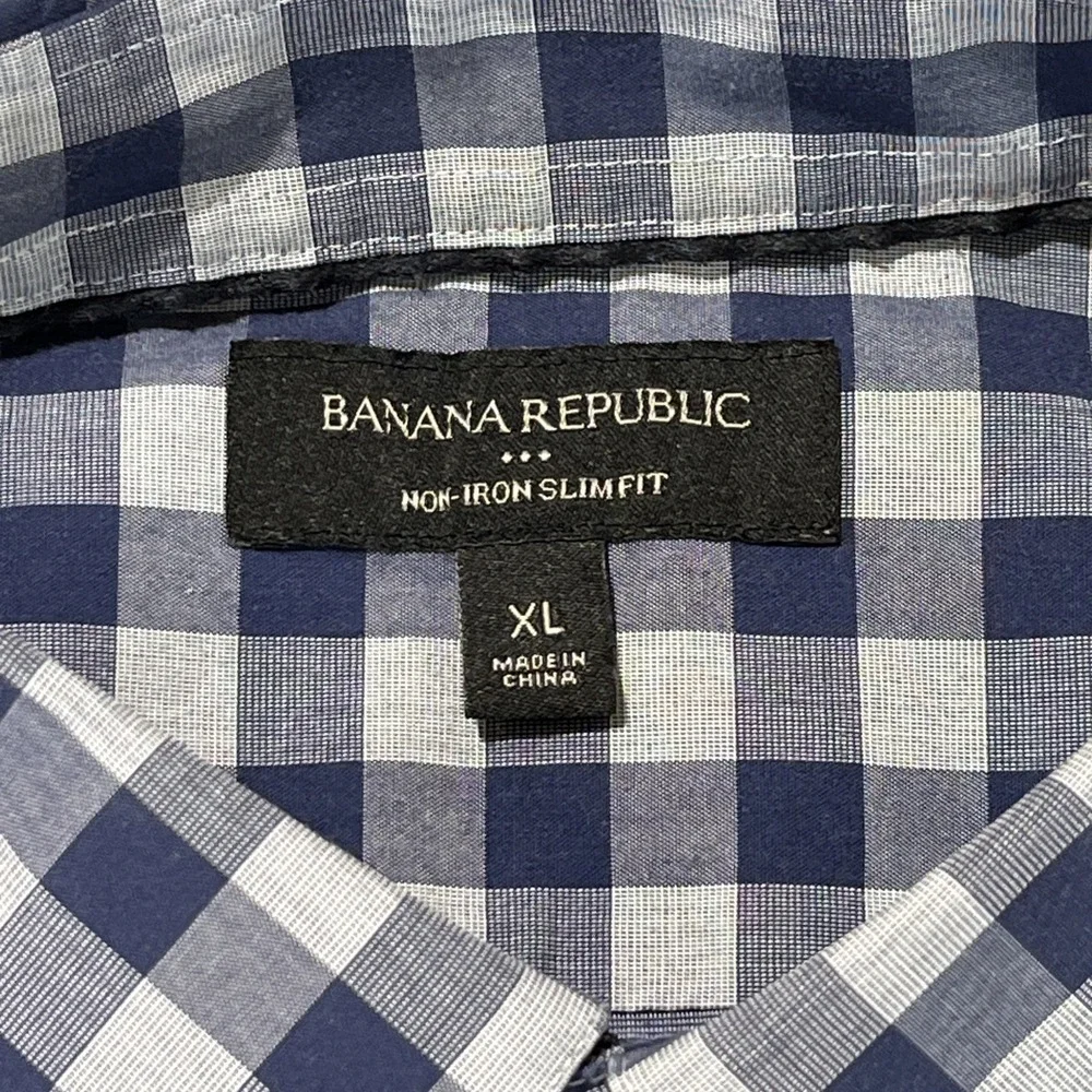 Banana Republic Shirt Mens XL Blue Plaid Long Sleeve Button Up‎ Casual